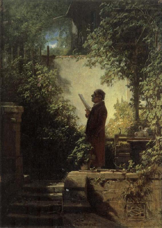 Carl Spitzweg Man Reading the Newspaper in His Garden china oil painting image